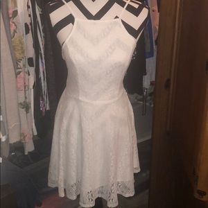 Hollister white open back flare dress